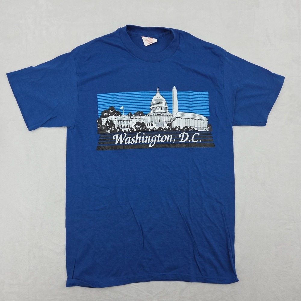 VTG 80s WASHINGTON DC CAPITOL Tourist Travel Shirt Sz Lg USA Made Deadstock
